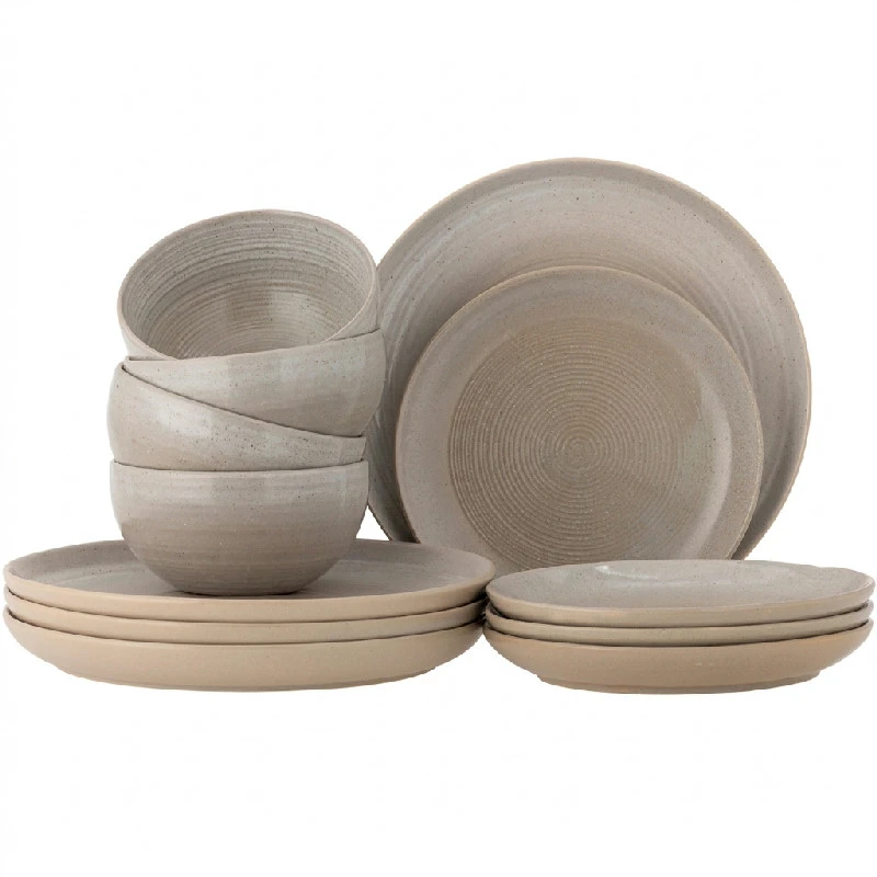 Taupe Servisset, Grå, Stengods 4 x 3 st 82060575 by Bloomingville color Svart