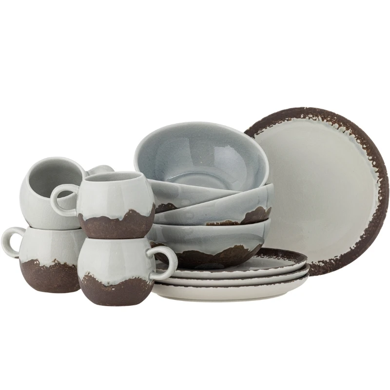 Paula Frukostset, Brun, Stengods 4 x 3 st 82060940 by Bloomingville color Svart