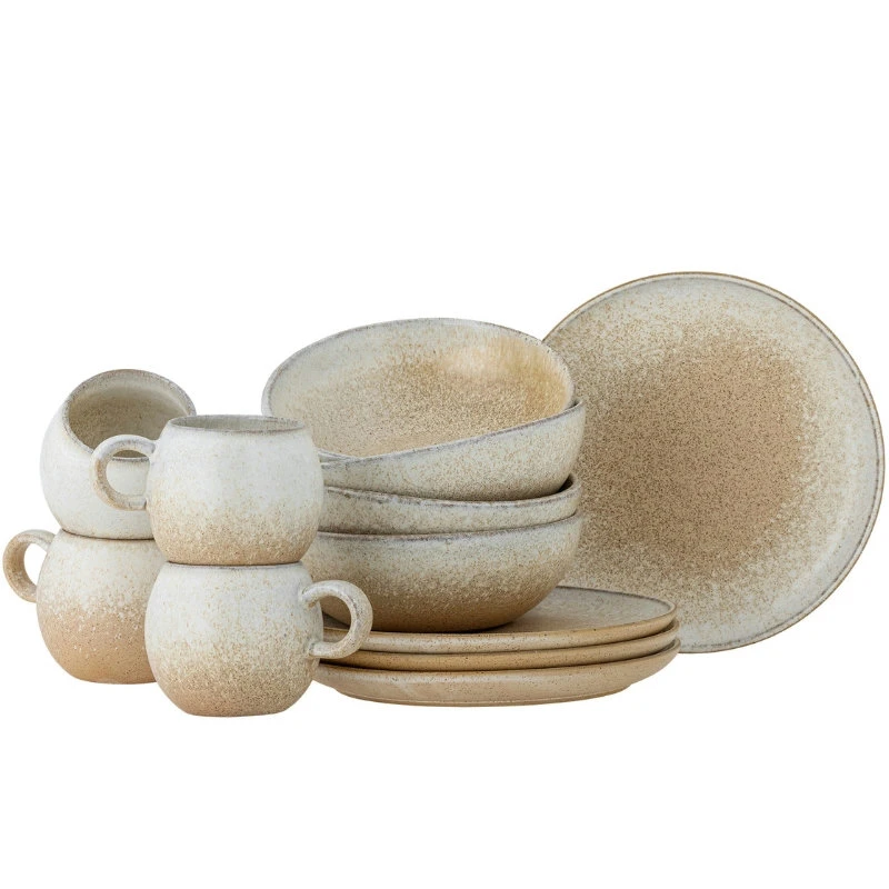 Paula Frukostset, Natur, Stengods 4 x 3 st 82060941 by Bloomingville color Svart