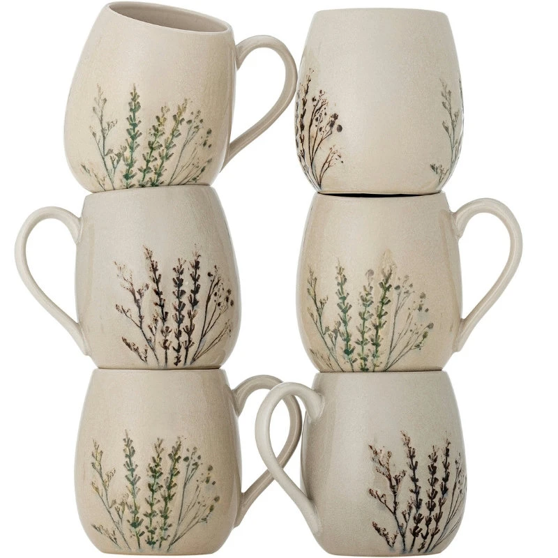 Bea Mugg, Flerpack, Natur, Stengods 6 st. 82061547 by Bloomingville color Svart