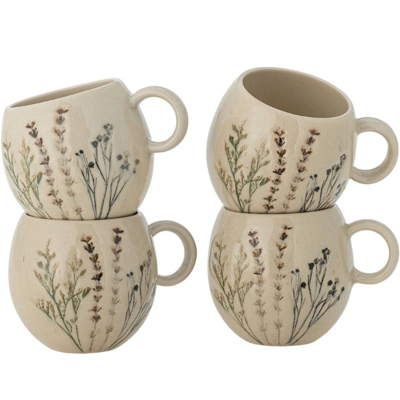 Bea Mugg, Flerpack, Natur, Stengods 4 st 82061548 by Bloomingville color Svart