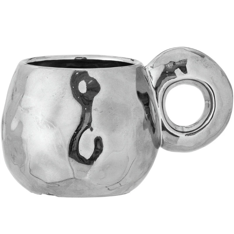 Shine Kopp, Silver, Stengods 82062639 by Bloomingville color Svart