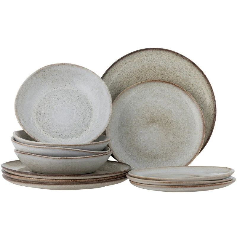 Sandrine Servisset, Natur, Stengods 12 delar 82068304 by Bloomingville color Svart