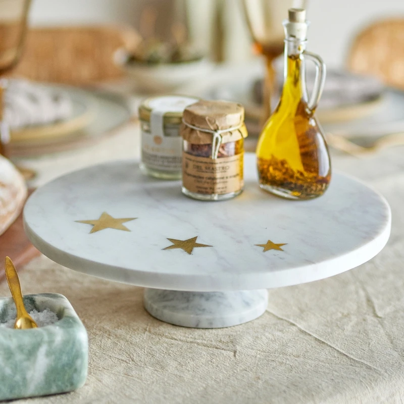 Fenya Star Tårtfat, Vit, Marmor 82068308 by Bloomingville color Svart