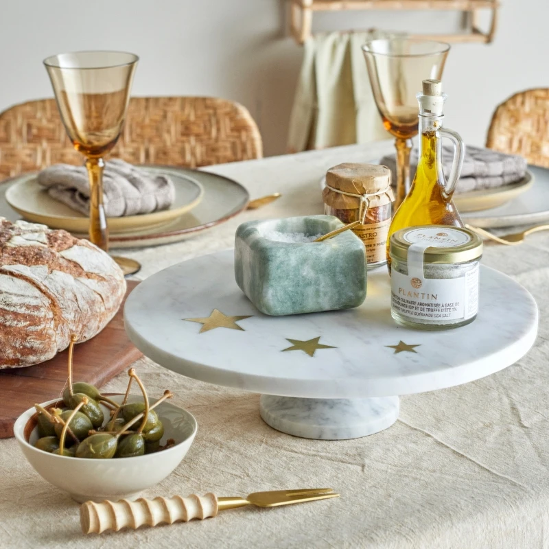 Fenya Star Tårtfat, Vit, Marmor 82068308 by Bloomingville color Svart