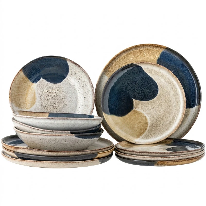 Jules Servisset, Grå, Stengods 4x3 st 82068690 by Bloomingville color Svart