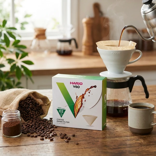 V60 Pappersfilter 02 Natur 100 st (Ask) - Hario VCF-02-100MK by Hario color Svart
