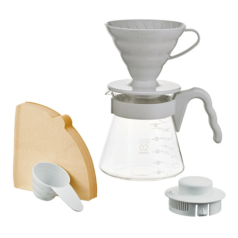V60 Kaffeserver 02 set / Ljusgrå - Hario VCSD-02-PGR by Hario color Svart