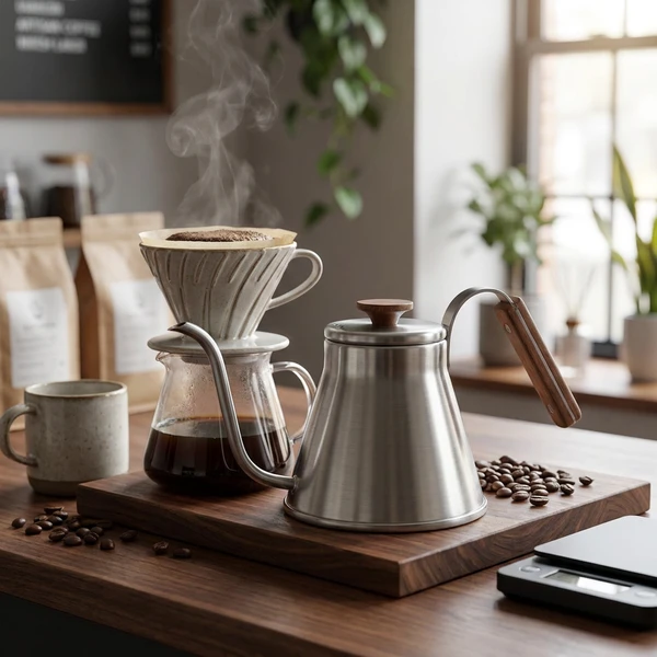 V60 Drip Kanna med trähandtag - Hario VKW-120-HSV by Hario color Svart