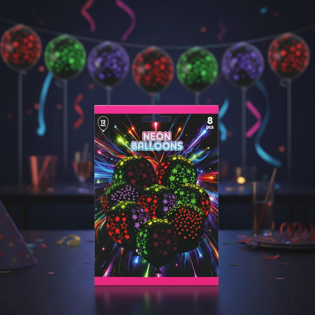 Neonballonger set med 8 st. 491030310 by Koop color Svart