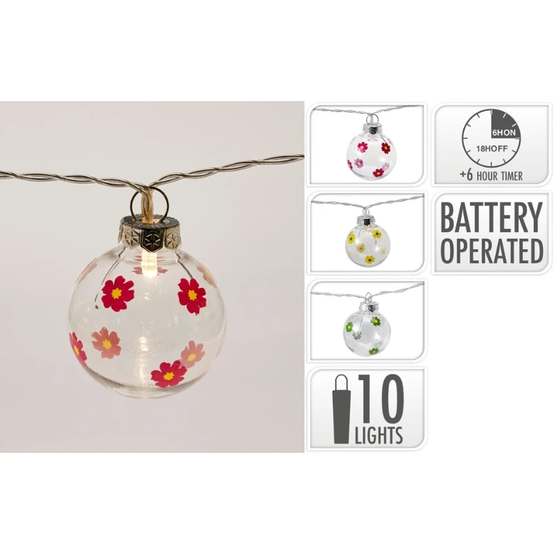 LED-ljusslinga 10 st blomdesign AF5700250 by Koop color Svart