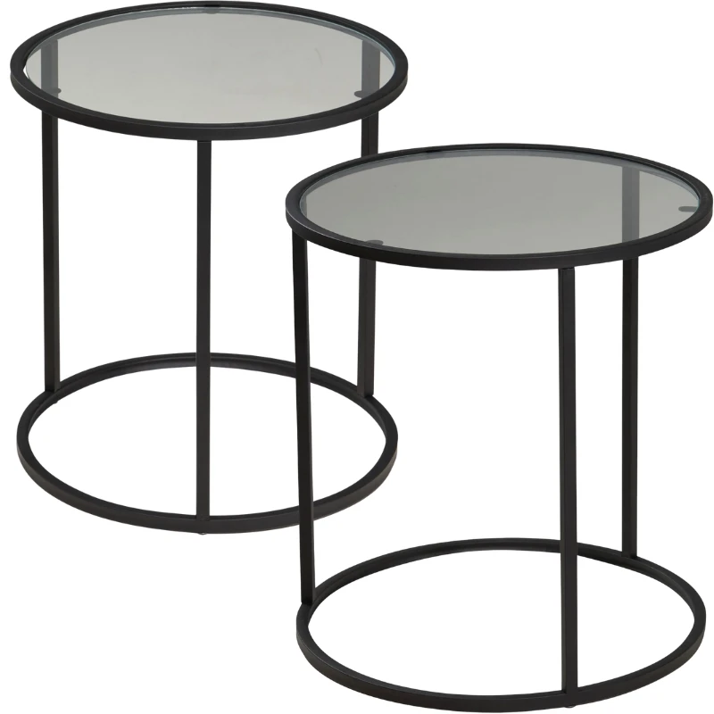 Sidobord set om 2 i glas och metall DD1001530 by Koop color Svart