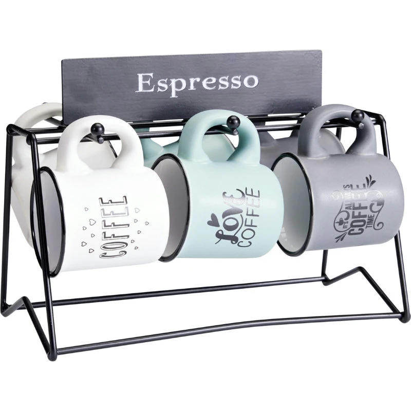 Kaffemuggar set 7 delar 110 ml Q09000050 by Koop color Svart