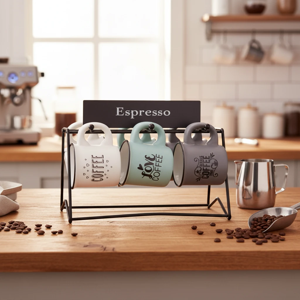 Kaffemuggar set 7 delar 110 ml Q09000050 by Koop color Svart