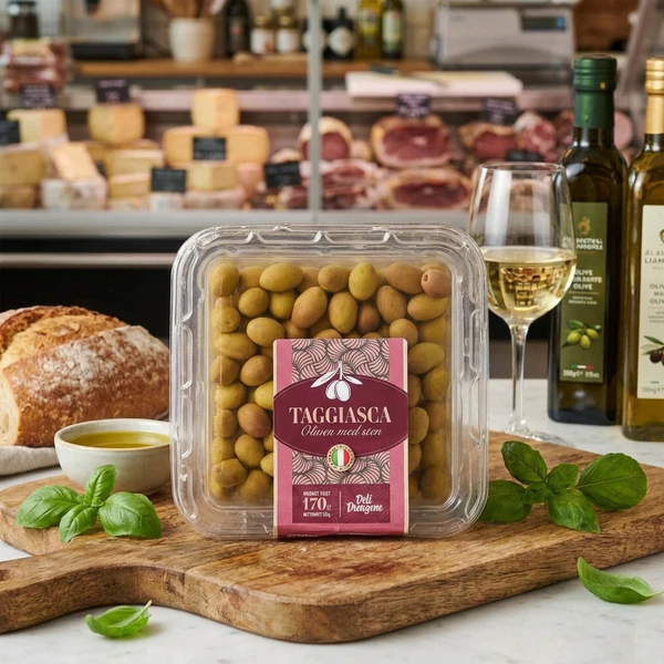 Taggiasca Oliver i Saltlag 170g 2175 by Deli Drengene color Svart