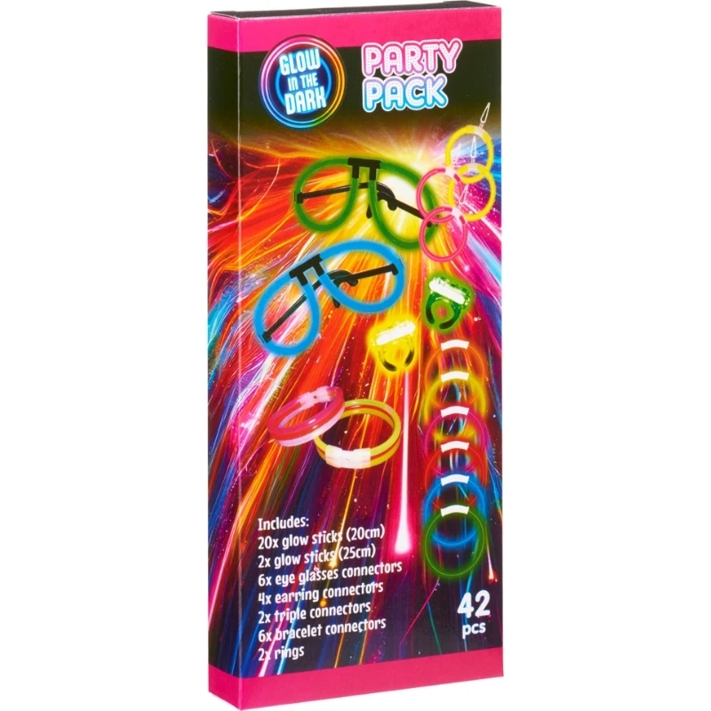 Lysande partypaket med glowsticks och tillbehör DL8000040 by Koop color Svart
