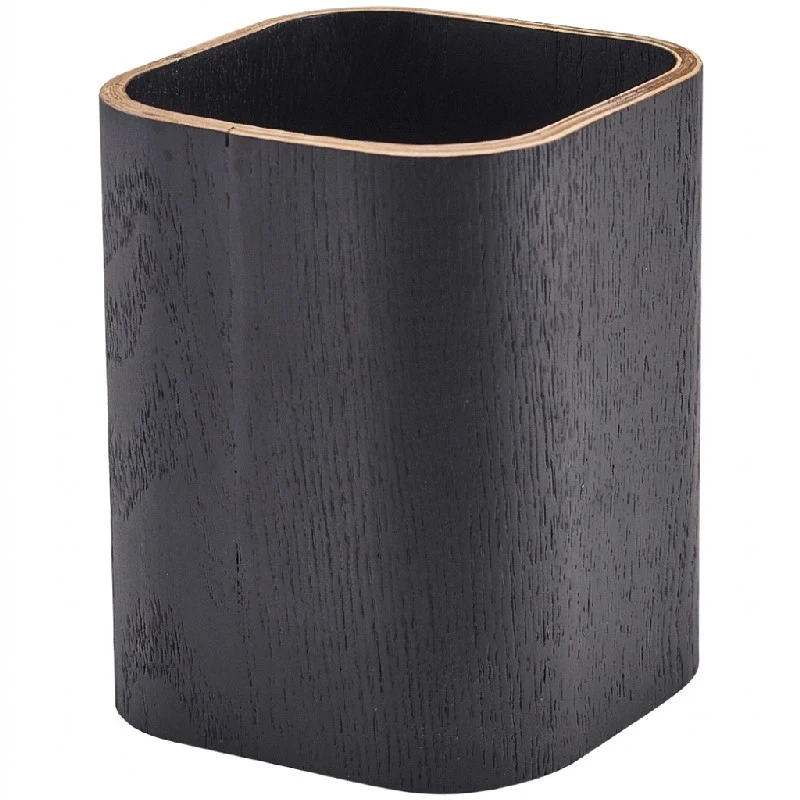 Svart bestickhållare träfaner 9 x 9 x 11 cm WVCH-9BK by Genware color Svart