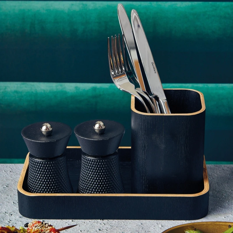 Bricka Svart Träfaner 23 x 13,8 x 3 cm WVT-23BK by Genware color Svart