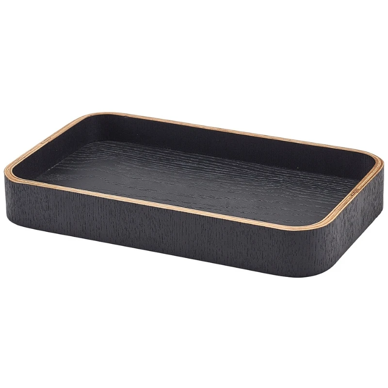 Bricka Svart Träfaner 23 x 13,8 x 3 cm WVT-23BK by Genware color Svart