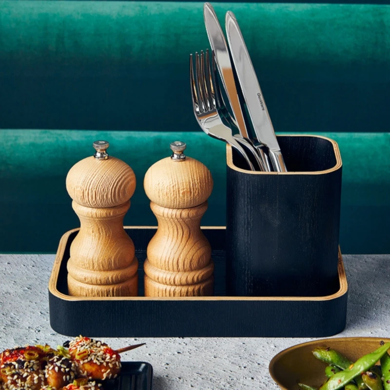 Bricka Svart Träfaner 23 x 13,8 x 3 cm WVT-23BK by Genware color Svart