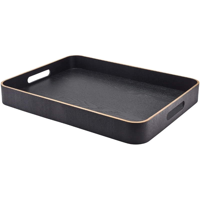 Serveringsbricka Svart Träfaner 50 x 38 cm WVT-B5038BK by Genware color Svart