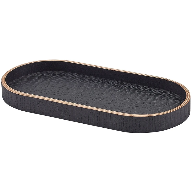 Bricka Oval Svart Träfaner 23 x 11cm WVT-V23BK by Genware color Svart