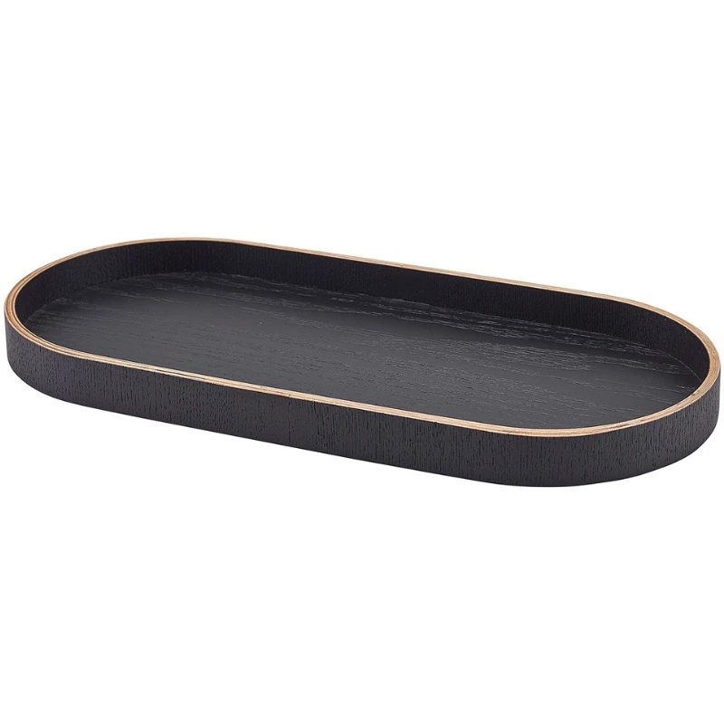 Bricka Oval Svart Träfaner 35 x 16.5cm WVT-V35BK by Genware color Svart