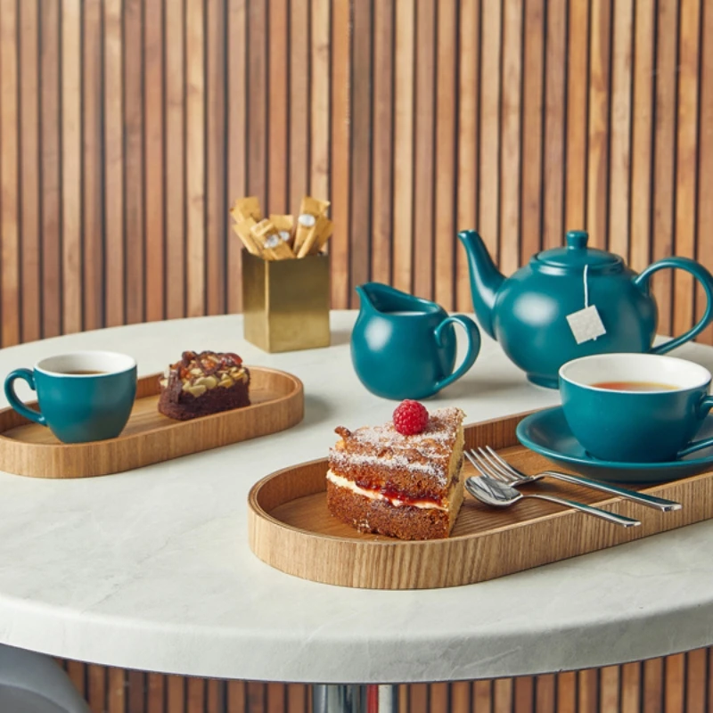 Bricka Oval Ljus Träfaner 35 x 16,5 cm WVT-V35L by Genware color Svart