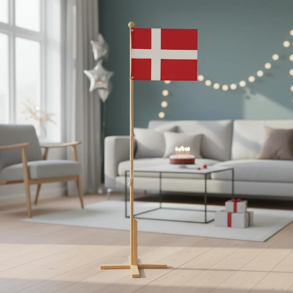 Golvflagga i bok Dannebrog 170 cm 4200087  color Svart