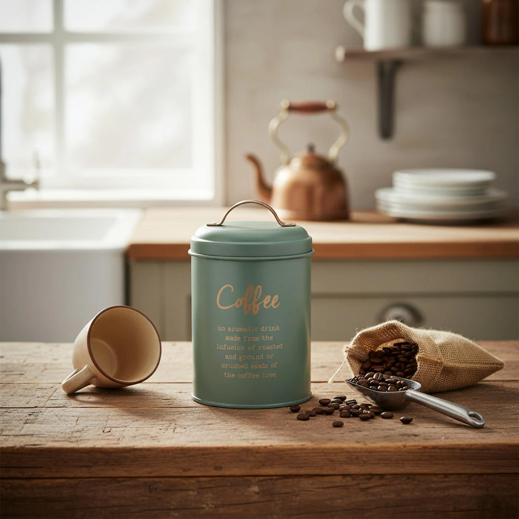 Kaffeburk i metall grön med guld 11x15 cm 2400032  color Svart