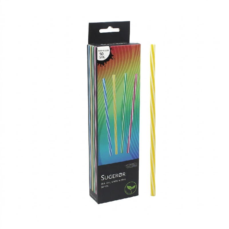 Sugrör mix-color 0,6 x 22 cm återanvändbar plast 50 st. 4200193  color Svart