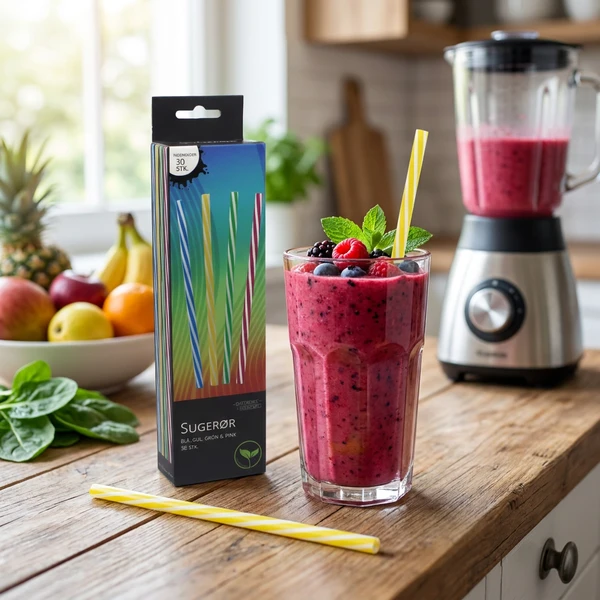Smoothiesugrör flerfärgade återanvändbar plast 30 st. 4200199  color Svart