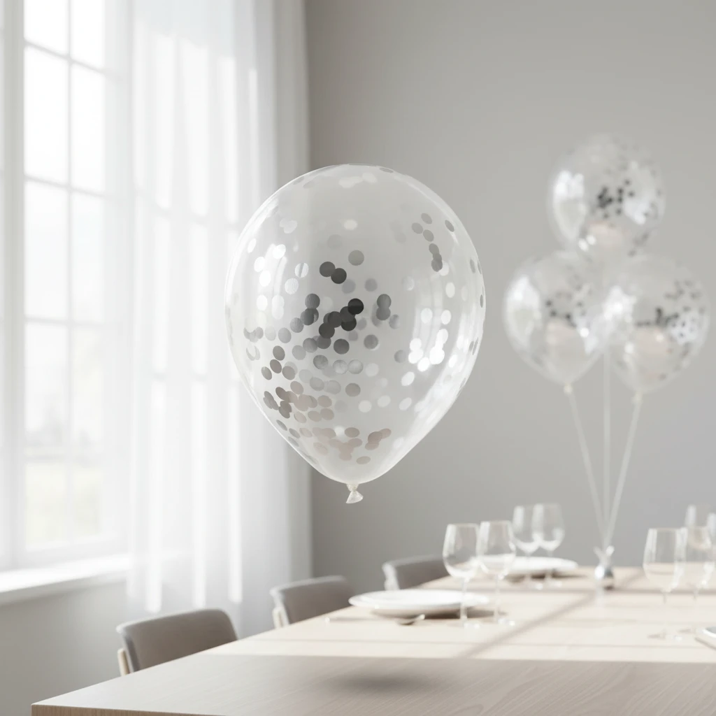Ballonger med silverkonfetti - 8-pack PR2000090  color Svart