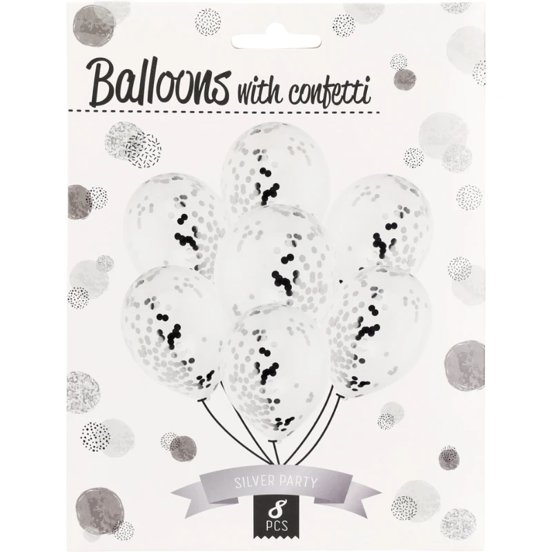 Ballonger med silverkonfetti - 8-pack PR2000090  color Svart