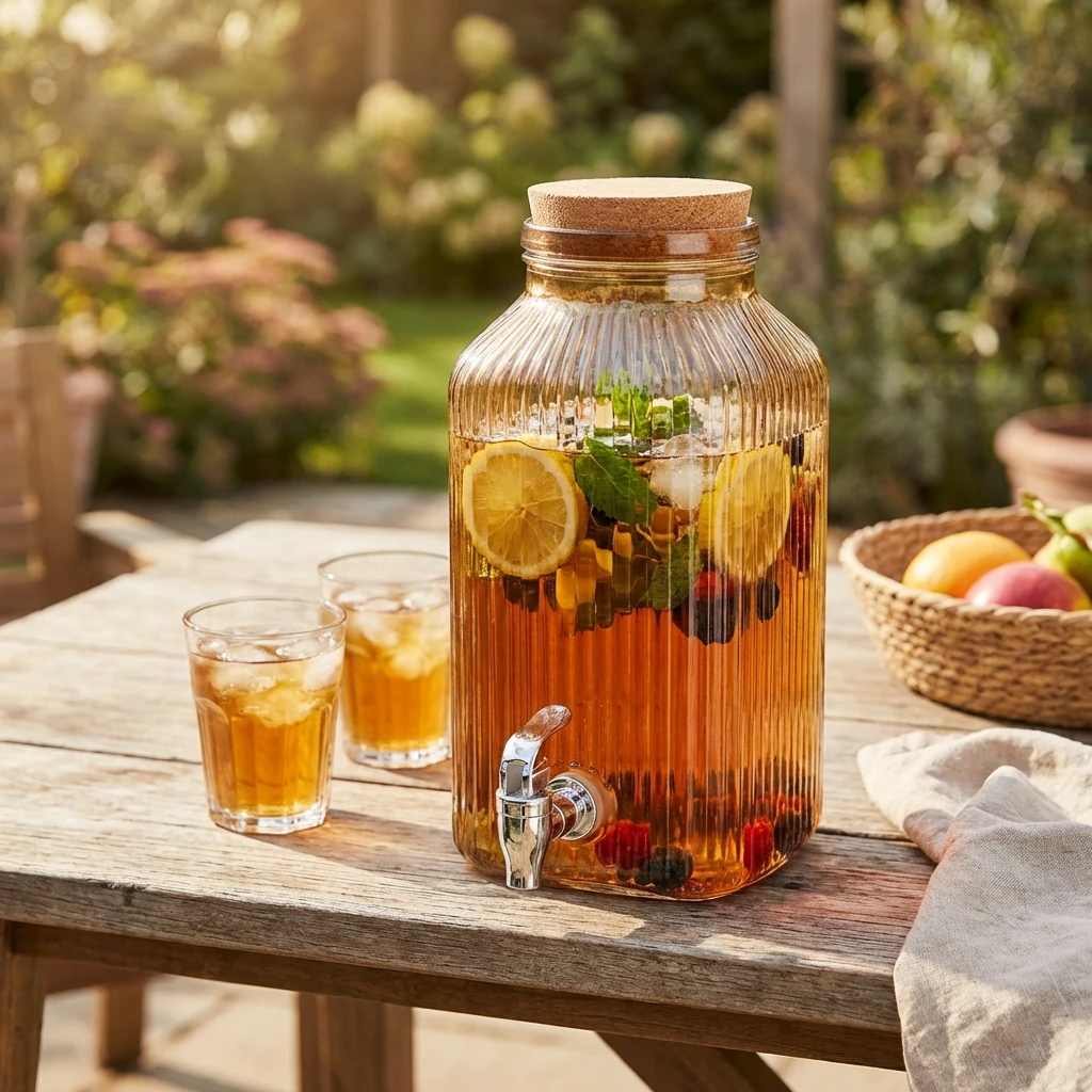 Dryckesdispenser med Tappkran Ockra Glas 3,35L 5426007 by COSY & TRENDY color Svart