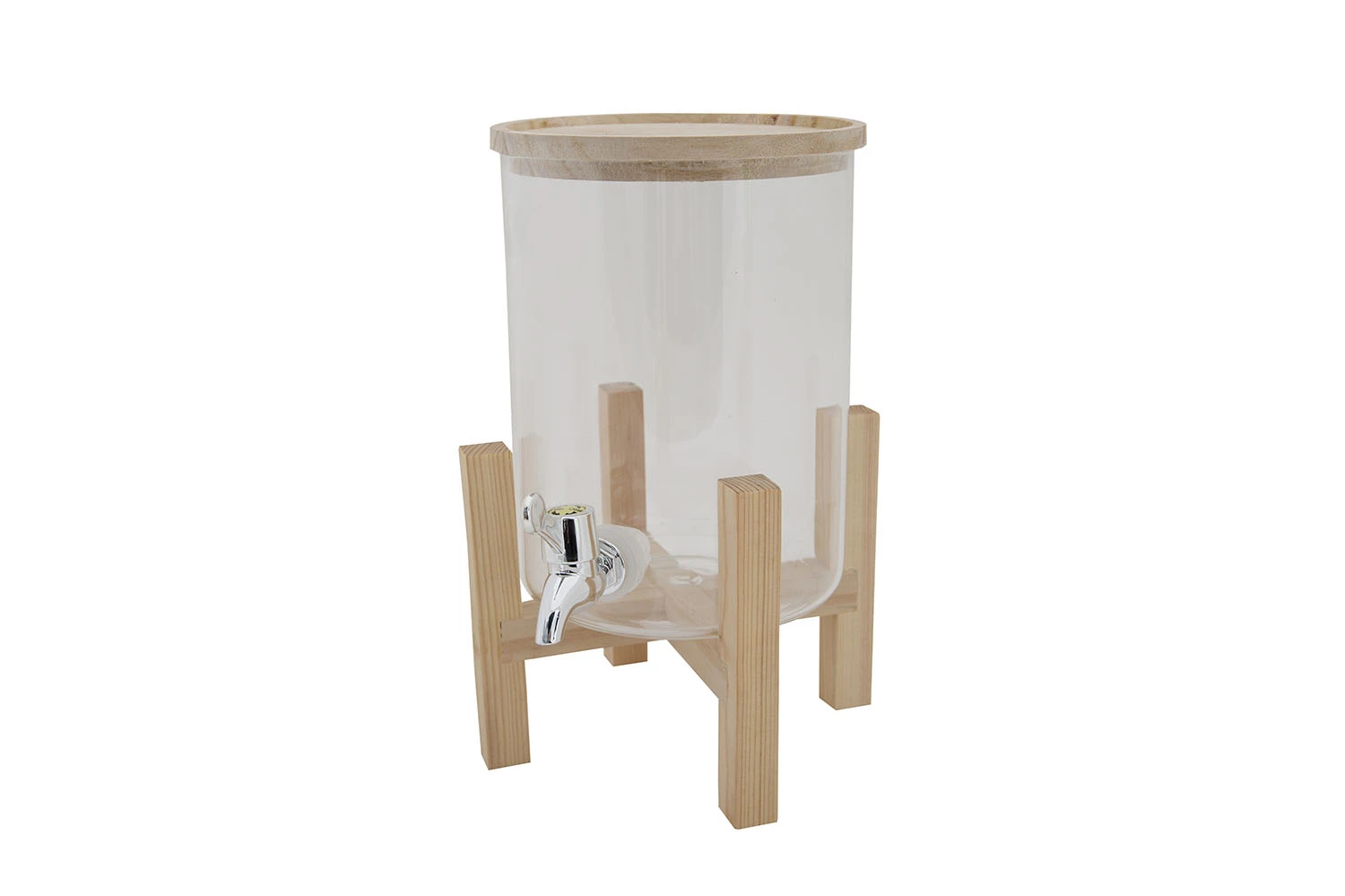 Dryckesdispenser med träfot och lock Glas 3L Ø15x32cm 1821042 by COSY & TRENDY color Svart