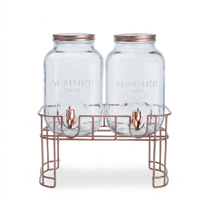 Juicedispenser Set med Stativ 2x3,5L Glas 5972725 by COSY & TRENDY color Svart