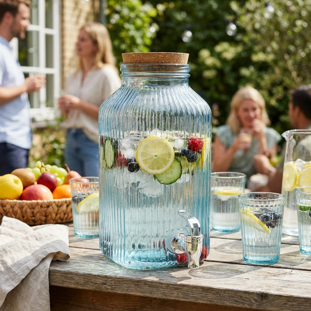 Dryckesdispenser Glas Blå 3,35L 5426005 by COSY & TRENDY color Svart