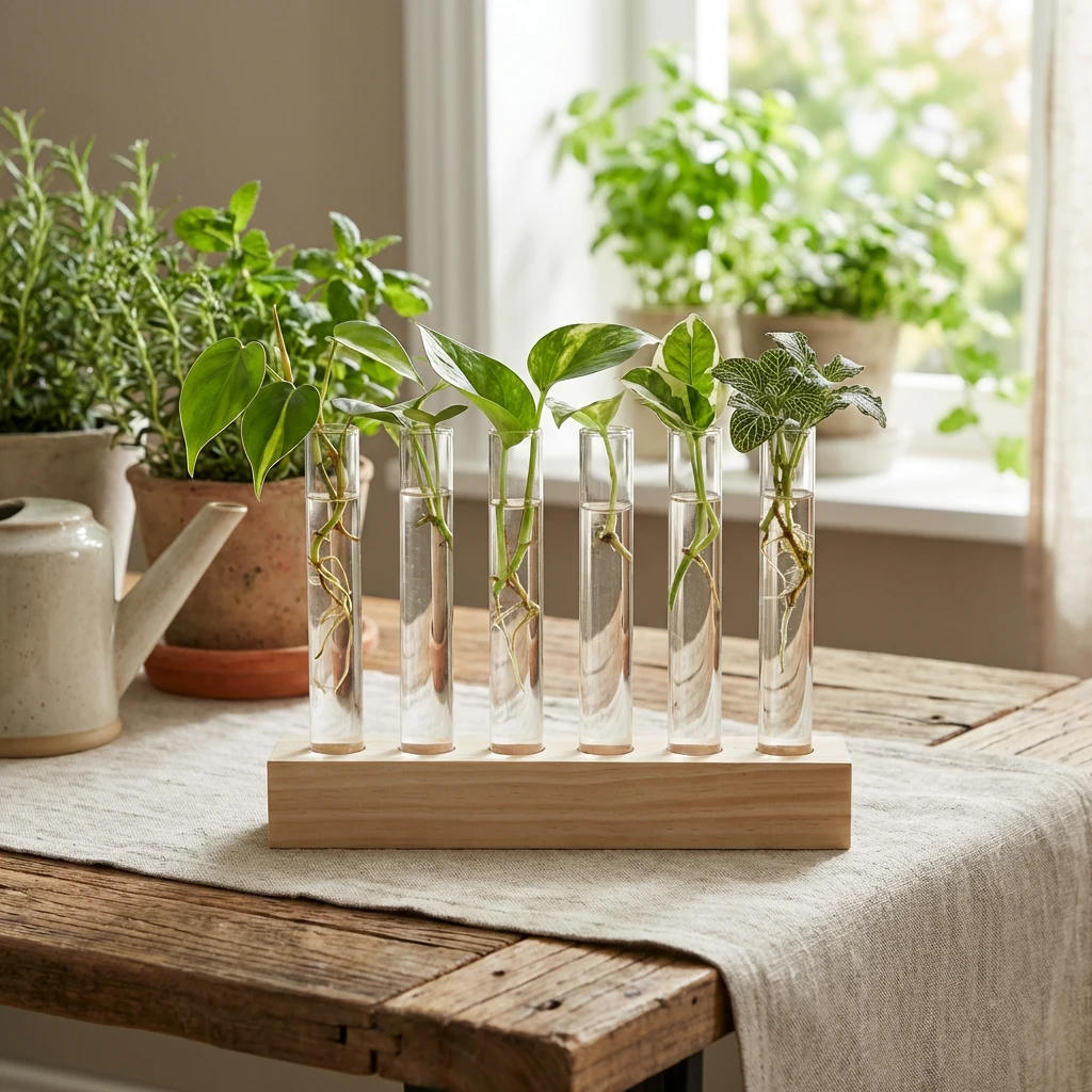 Provrör i glas 6 st med träställ 14 cm 506067  color Svart