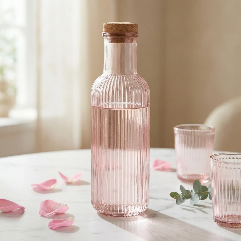 Karaff med Propp Rosa Glas 1L 5426002 by COSY & TRENDY color Svart