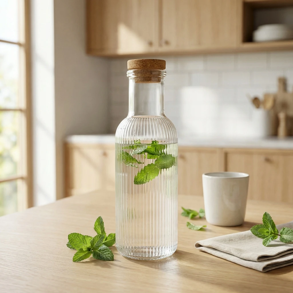 Glasflaska med Korkpropp Transparent 1L Ø8,7x27,8cm 5426010 by COSY & TRENDY color Svart