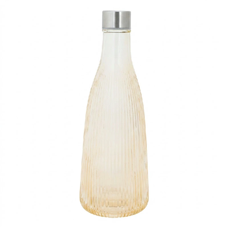 Vattenflaska med lock glas 1L Bärnstensfärgad H28cm 5415004 by COSY & TRENDY color Svart
