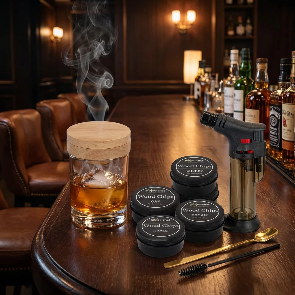 Rökset för cocktail och whisky med brännare och träflis 2527296 by COSY & TRENDY color Svart