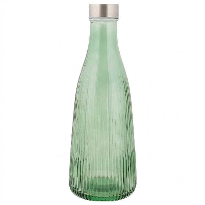 Vattenflaska i glas med lock 1L Mörkgrön H28cm 5415006 by COSY & TRENDY color Svart