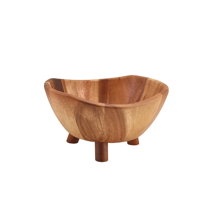 GenWare Acacia Wood Trefotsskål 25 cm WTBWL25 by Genware color Svart