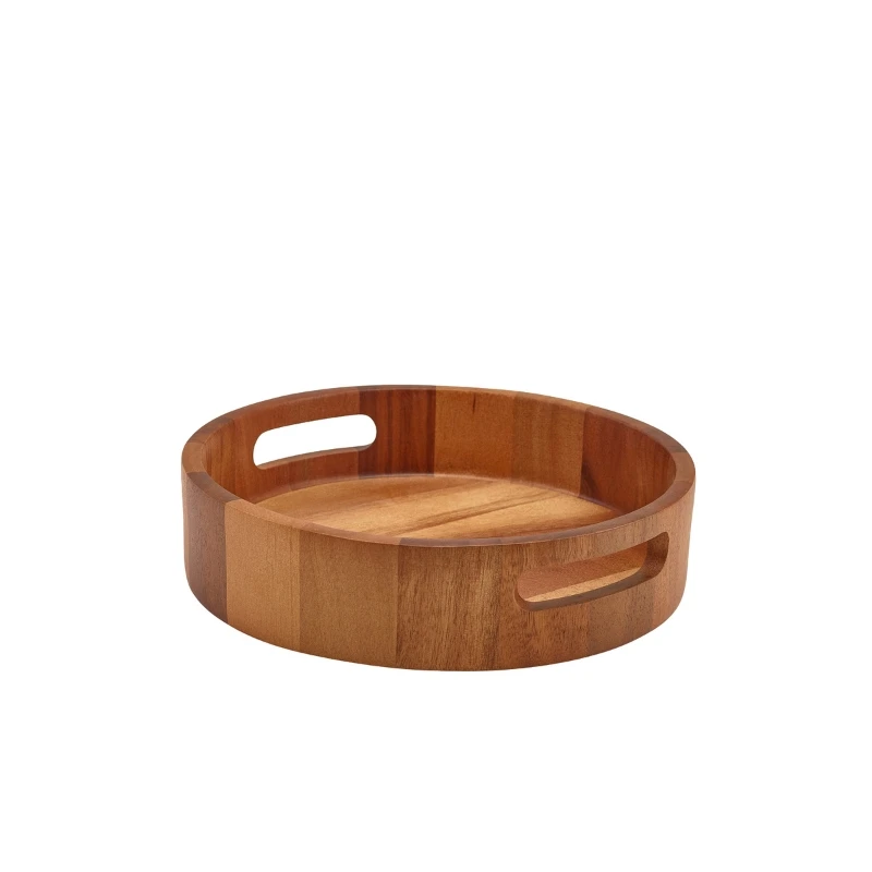 GenWare Acacia Wood Rund serveringsbricka 25 cm WRST25 by Genware color Svart