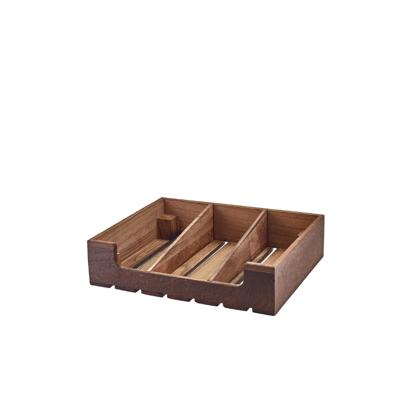 Rustic Wooden Display Crate GN 1/2 TR328 by Genware color Svart
