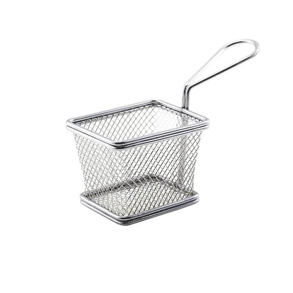 Serving Fry Basket rektangulär 12,5 x 10 x 8,5 cm SVB1210 by Genware color Svart
