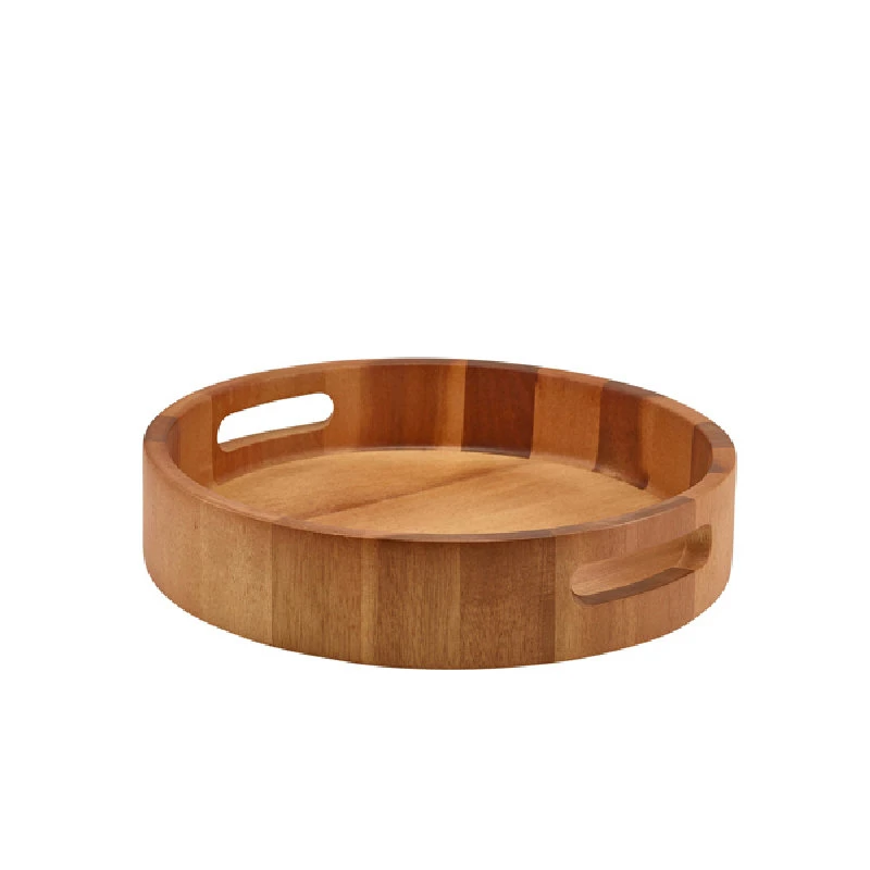 GenWare Acacia Wood Rund serveringsbricka 30 cm WRST30 by Genware color Svart