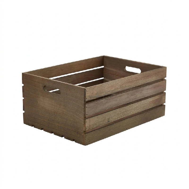 Genware Dark Rustic Trälåda 41 x 30 x 18 cm WDC-4130D by Genware color Svart